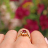 Ellibelle Jewellery Vintage Garnet & Diamond 18ct Gold Cluster Ring