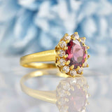 Ellibelle Jewellery Vintage Garnet & Diamond 18ct Gold Cluster Ring