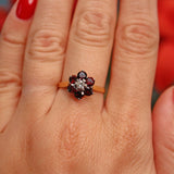 Ellibelle Jewellery Vintage Garnet & Diamond Daisy Cluster Ring