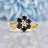 Ellibelle Jewellery Vintage Garnet & Diamond Daisy Cluster Ring