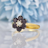 Ellibelle Jewellery Vintage Garnet & Diamond Daisy Cluster Ring
