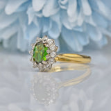 Vintage Green Tourmaline & Diamond 18ct Gold Cluster Ring