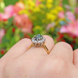 Vintage Green Tourmaline & Diamond 18ct Gold Cluster Ring