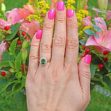 Vintage Green Tourmaline & Diamond 18ct Gold Cluster Ring