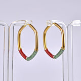 Ellibelle Jewellery VINTAGE ITALIAN 9CT GOLD ENAMEL HOOP EARRINGS