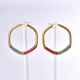 Ellibelle Jewellery VINTAGE ITALIAN 9CT GOLD ENAMEL HOOP EARRINGS