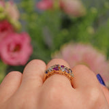 Ellibelle Jewellery Vintage Multi Gem 9ct Gold Cluster Ring