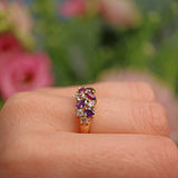 Ellibelle Jewellery Vintage Multi Gem 9ct Gold Cluster Ring