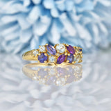 Ellibelle Jewellery Vintage Multi Gem 9ct Gold Cluster Ring