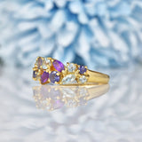 Ellibelle Jewellery Vintage Multi Gem 9ct Gold Cluster Ring