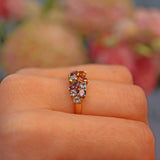 Ellibelle Jewellery Vintage Multi Gem 9ct Gold Cluster Ring