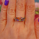 Ellibelle Jewellery Vintage Multi Gem 9ct Gold Cluster Ring