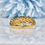 Ellibelle Jewellery Vintage Multi Gem 9ct Gold Cluster Ring