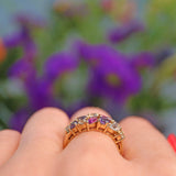 Ellibelle Jewellery Vintage Multi Gem 9ct Gold Cluster Ring
