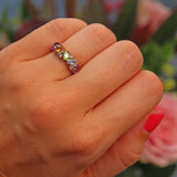 Ellibelle Jewellery Vintage Multi Gem 9ct Gold Cluster Ring