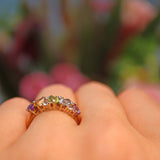 Ellibelle Jewellery Vintage Multi Gem 9ct Gold Cluster Ring