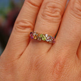 Ellibelle Jewellery Vintage Multi Gem 9ct Gold Cluster Ring