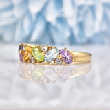 Ellibelle Jewellery Vintage Multi Gem 9ct Gold Cluster Ring