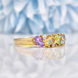 Ellibelle Jewellery Vintage Multi Gem 9ct Gold Cluster Ring