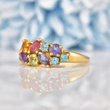 Ellibelle Jewellery Vintage Multi-Gem 9ct Gold Cluster Ring