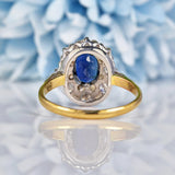 Ellibelle Jewellery Vintage Natural Blue Sapphire & Diamond 18ct Gold Cluster Ring