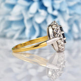 Ellibelle Jewellery Vintage Natural Blue Sapphire & Diamond 18ct Gold Cluster Ring