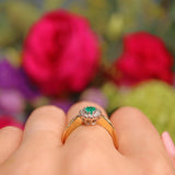 Ellibelle Jewellery Vintage Natural Emerald & Diamond 18ct Gold Cluster Ring
