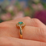 Ellibelle Jewellery Vintage Natural Emerald & Diamond 18ct Gold Cluster Ring