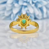 Ellibelle Jewellery Vintage Natural Emerald & Diamond 18ct Gold Cluster Ring