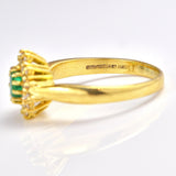 Ellibelle Jewellery Vintage Natural Emerald & Diamond 18ct Gold Cluster Ring