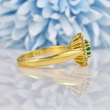 Ellibelle Jewellery Vintage Natural Emerald & Diamond 18ct Gold Cluster Ring