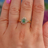 Ellibelle Jewellery Vintage Natural Emerald & Diamond 18ct Gold Cluster Ring