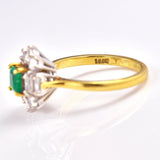 Ellibelle Jewellery Vintage Natural Emerald & Diamond 18ct Gold Cluster Ring