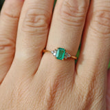Ellibelle Jewellery Vintage Natural Emerald & Diamond 18ct Gold Ring