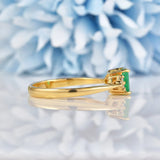 Ellibelle Jewellery Vintage Natural Emerald & Diamond 18ct Gold Ring