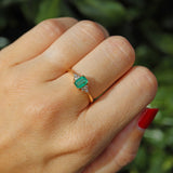Ellibelle Jewellery Vintage Natural Emerald & Diamond 18ct Gold Ring