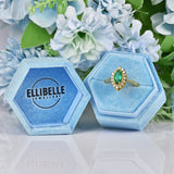 Ellibelle Jewellery Vintage Natural Emerald & Diamond Gold Marquise Cluster Ring