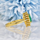 Ellibelle Jewellery Vintage Natural Emerald & Diamond Gold Marquise Cluster Ring