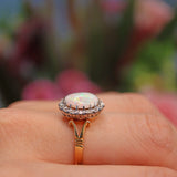 Ellibelle Jewellery Vintage Natural Opal & Diamond 18ct Gold Cluster Ring