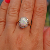 Ellibelle Jewellery Vintage Natural Opal & Diamond 18ct Gold Cluster Ring