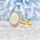 Ellibelle Jewellery Vintage Natural Opal & Diamond 18ct Gold Cluster Ring