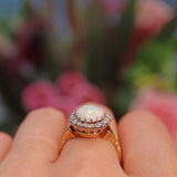 Ellibelle Jewellery Vintage Natural Opal & Diamond 18ct Gold Cluster Ring