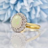 Ellibelle Jewellery Vintage Natural Opal & Diamond 18ct Gold Cluster Ring