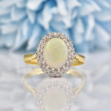 Ellibelle Jewellery Vintage Natural Opal & Diamond 18ct Gold Cluster Ring