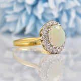 Ellibelle Jewellery Vintage Natural Opal & Diamond 18ct Gold Cluster Ring