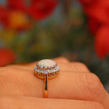 Ellibelle Jewellery Vintage Natural Opal & Diamond 18ct Gold Cluster Ring