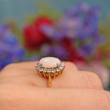 Ellibelle Jewellery Vintage Natural Opal & Diamond Gold Oval Cluster Ring