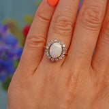Ellibelle Jewellery Vintage Natural Opal & Diamond Gold Oval Cluster Ring
