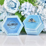 Ellibelle Jewellery Vintage Natural Teal Blue Sapphire & Diamond 18ct Gold Ring