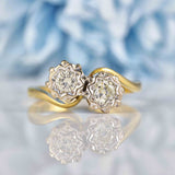 Ellibelle Jewellery Vintage Old Cut & Brilliant Cut Diamond "Toi et Moi" Engagement Ring